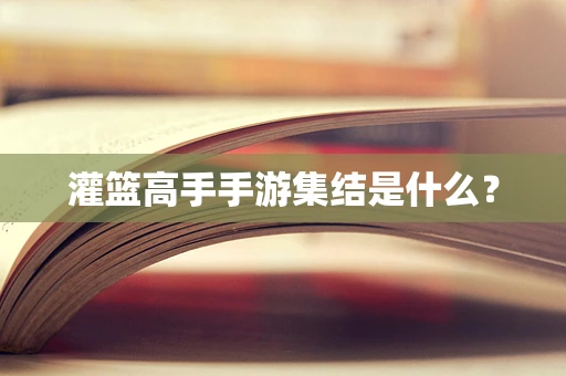 灌篮高手手游集结是什么？