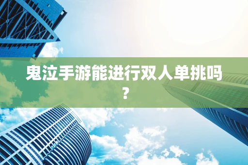 鬼泣手游能进行双人单挑吗？