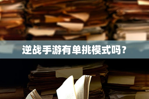 逆战手游有单挑模式吗？